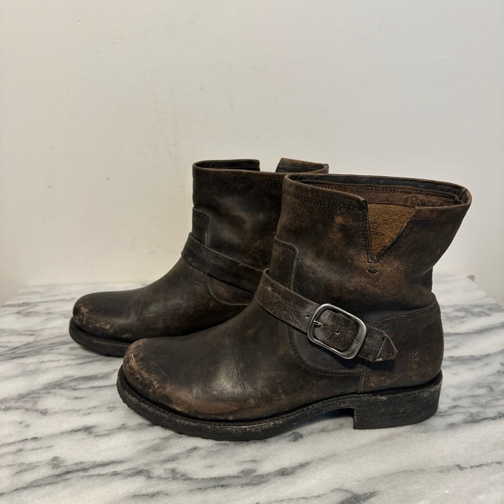 Frye veronica Brown /Black Leather Boots womens sz 8 - Picture 2 of 14